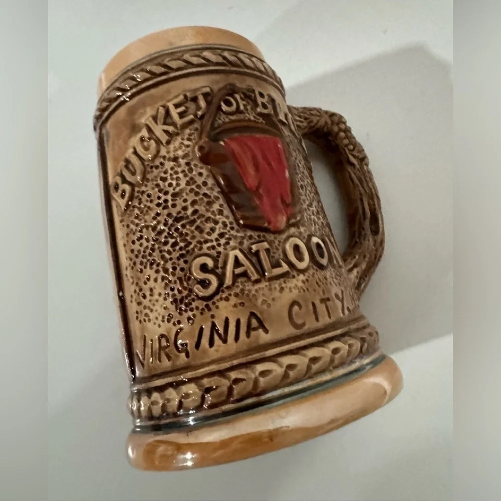 BUCKET OF BLOOD SALOON Vintage Prospector Beer Stein Mug Virginia City Nevada